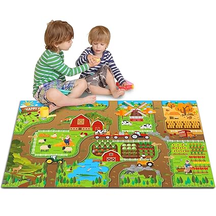 Oriate Kids Toy Dream Mat Happy Farm Activity Playmat, Parent-Child Interaction Game Rug, Ideal Children's Educational Floor Mats for Bedroom Playroom Play and Learn 552-F