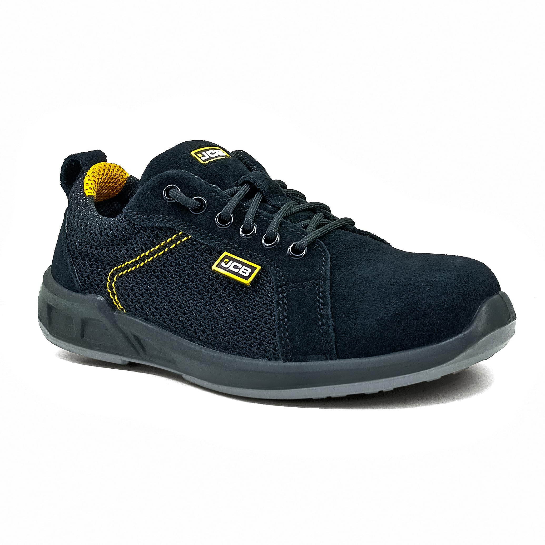 Swift Light Weight Safety Shoes for Man | Suede Leather & Breathable Mesh | Steel Toe Cap | SRC Antislip & Oil Resistant | Double Density, Antistatic & Abrasion Resistance | Black | Size 6-10 UK-image-35