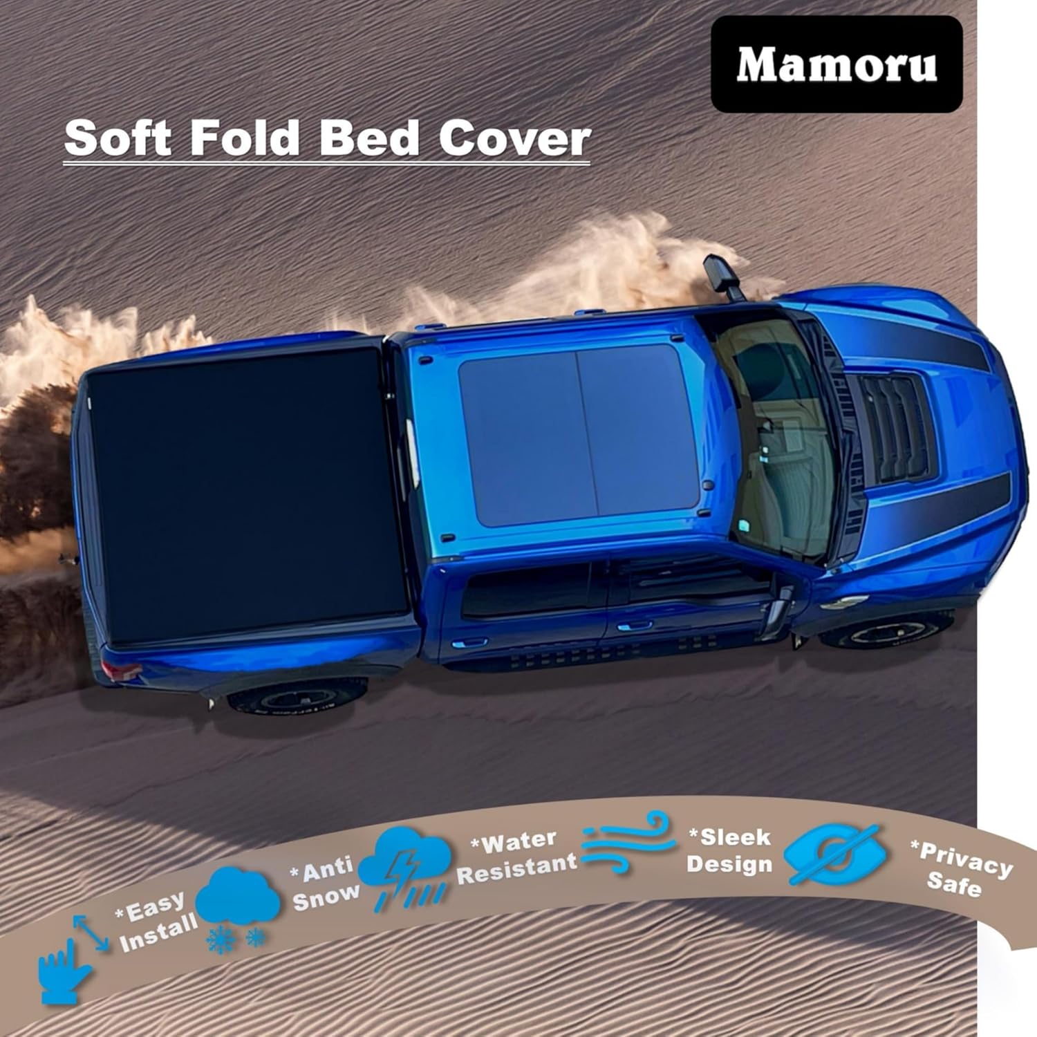 Mamoru Soft Tri-Fold 5' Truck Bed Cover Compatible for 2001-2004 Toyota Tacoma Vinyl Tonneau Cover | Fleetside Body Only