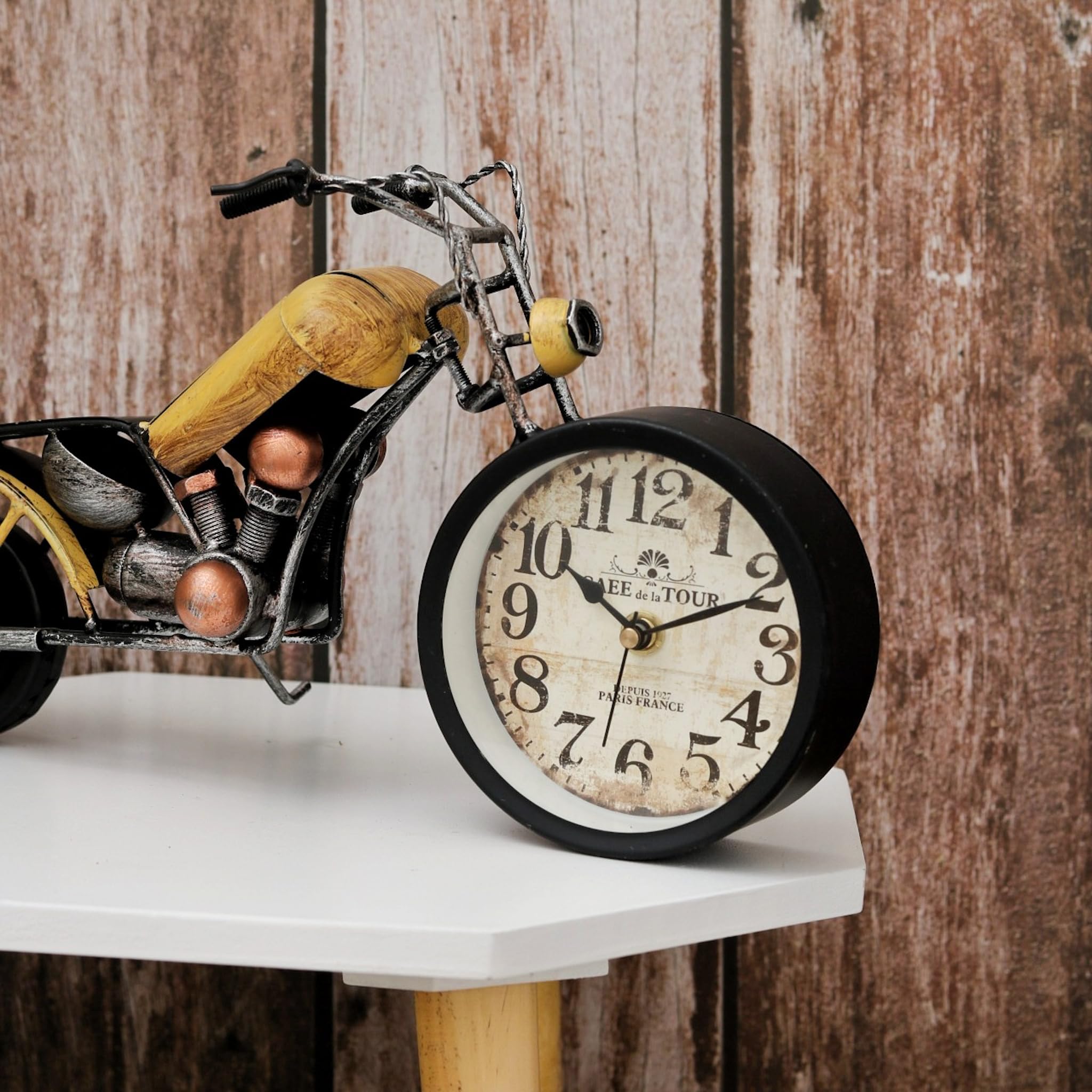【廃盤品】ACME Furniture GLENN TABLE CLOCK Antique Bike Design Table Clock- Yellow : Amazon.in: Home & Kitchen
