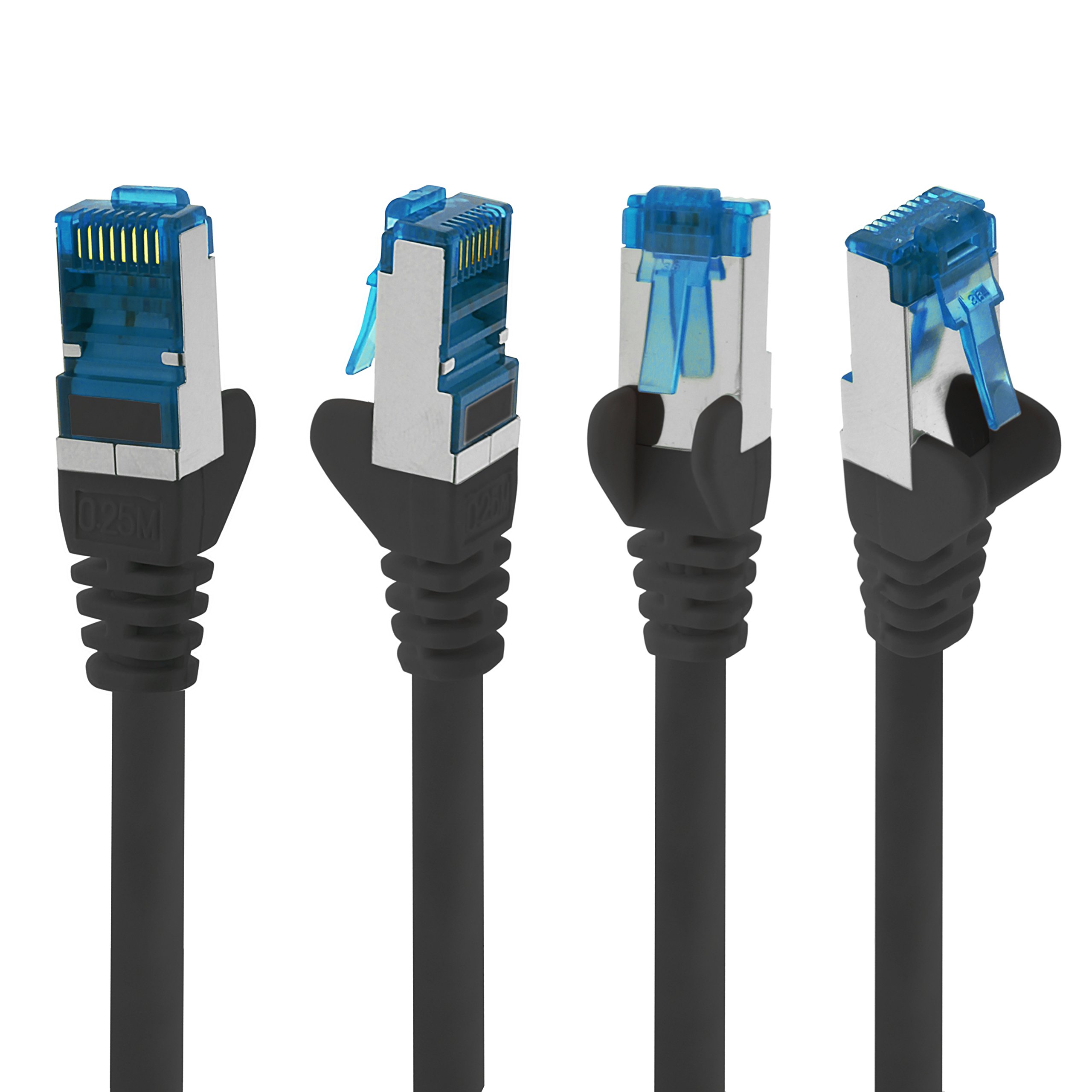 1aTTack.de 7,5 m - CAT.6 - Cavo di rete LAN Ethernet Gigabit RJ45 CAT 6 Cavo patch A 10000 Mbit s Sftp Pimf 500 MHz compatibile con CAT5 CAT6 CAT7 Cat8 nero - 10 pezzi