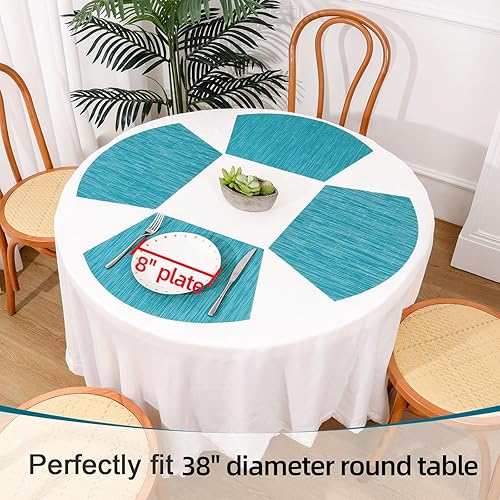 Miniatura 20 de SHACOS - Manteles individuales de PVC para mesas redondas, manteles individuales con curvatura, antideslizantes, resistentes al calor, de vinilo,