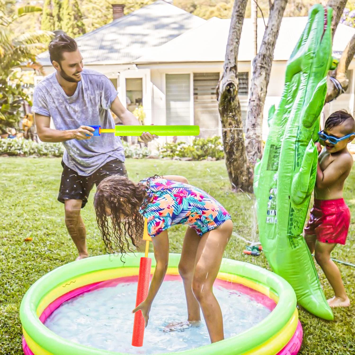 Pistolet à Eau Mousse pour Enfants, 6 Pistolets à Eau avec Une portée de 35 Pieds, Jouets Aquatiques d'été pour garçons et Filles, Pistolet à Eau pour Le Jardin, la Plage et la Piscine