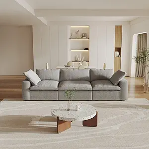 Cloud Modular Sectional Sofa Couch,120.45" Convertible Couches 3 Seater Sofa for Living Room,Minimalist Deep Sofa Couches,Sofa Covers Washable&Replaceable(Grey)