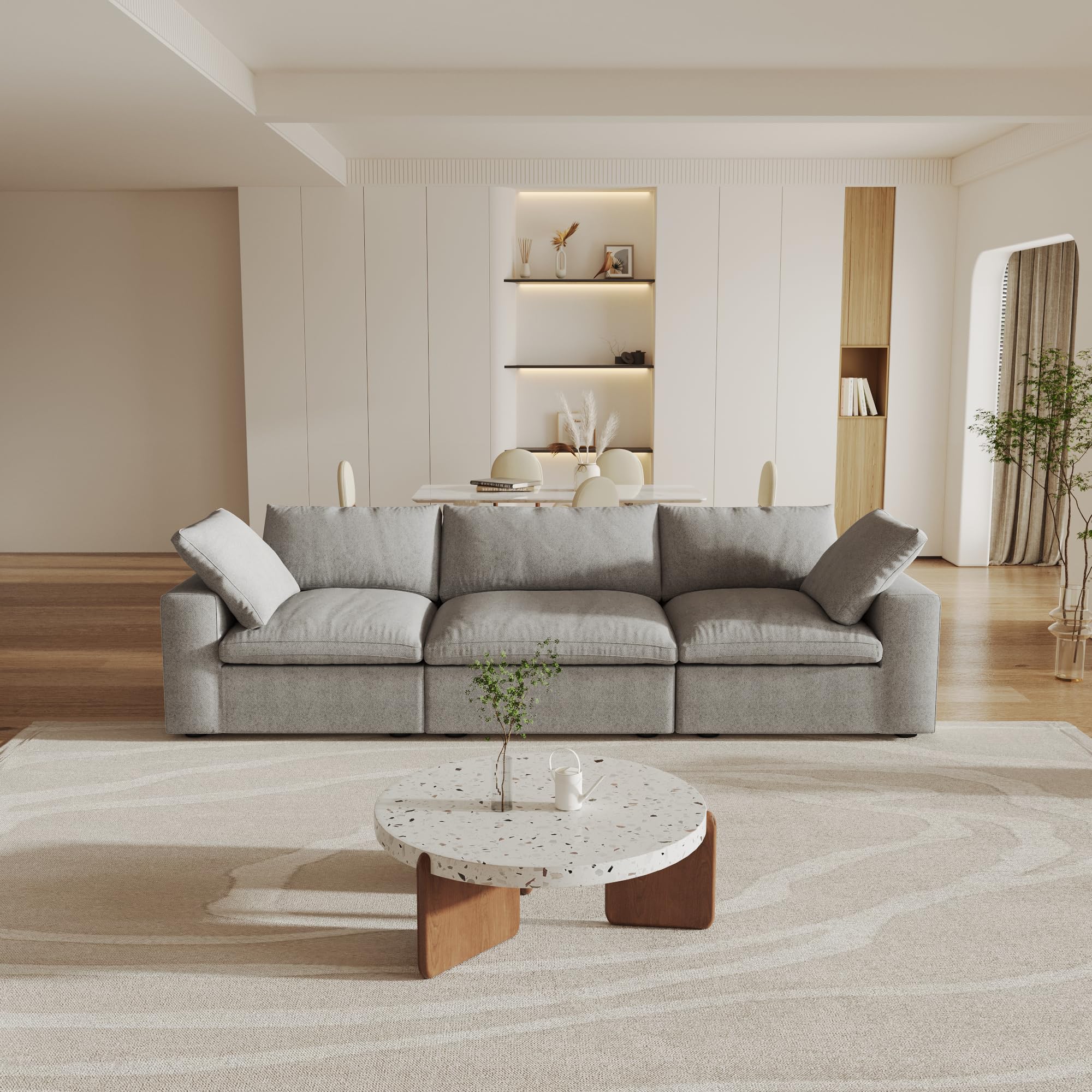 Cloud Modular Sectional Sofa Couch,120.45" Convertible Couches 3 Seater Sofa for Living Room,Minimalist Deep Sofa Couches,Sofa Covers Washable&