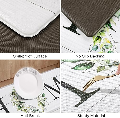 Miniatura 3 de Collive Juego de 2 alfombrillas de cocina antifatiga para piso, antideslizantes, impermeables, cómodas, resistentes, para dormitorio, cuarto de