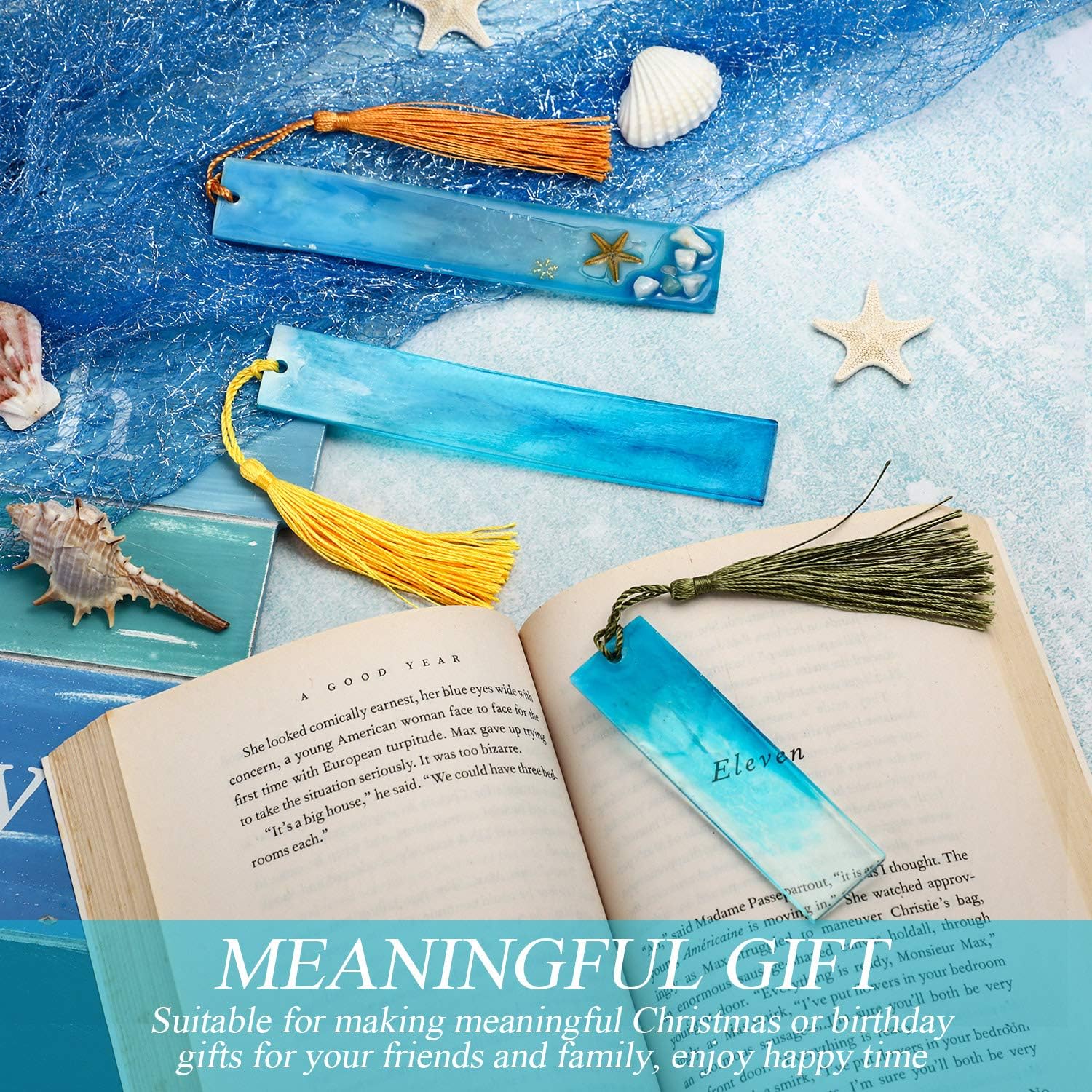 Bookmark Resin Mold Bookmark Silicone Mold Rectangle Resin Large/Medium Mould with Colorful Tassels for Jewelry DIY Craft Transparent Mold (20 Pieces)