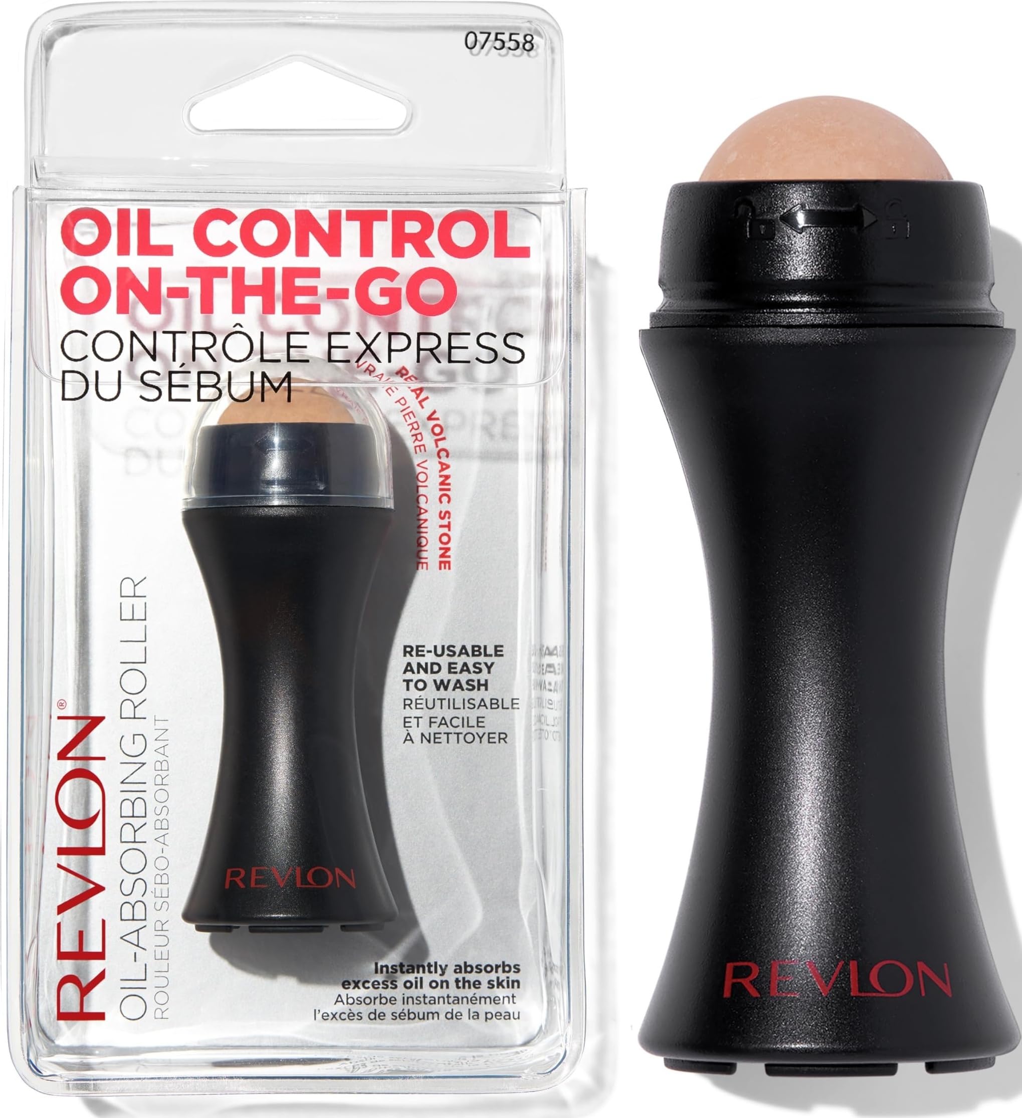 Revlon Oil Absorbing Volcanic Face Roller, Reusable Facial Skincare Tool & Massager for Sebum Control On The Go (One Size) Matte Finish Unisex, 1 Count ( Pack of 1)