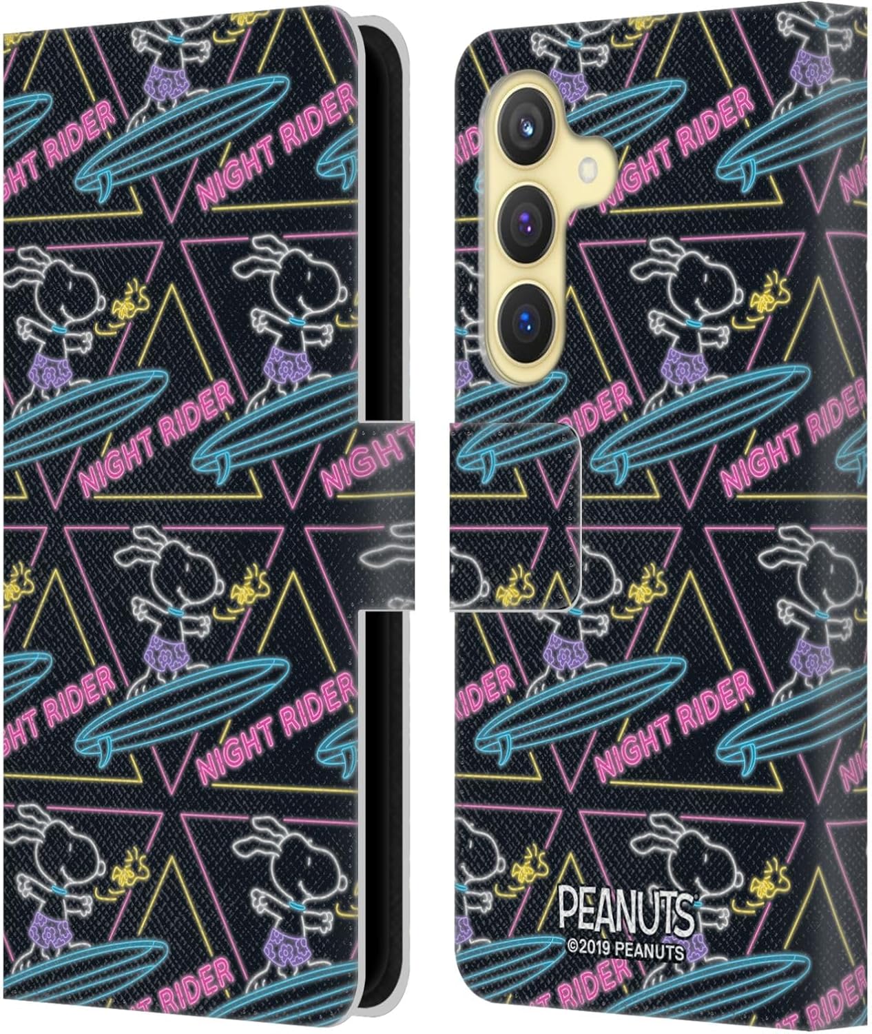 Head Case Designs Officially Licensed Peanuts Night Rider Snoopy Aloha Disco Leather Wallet Case Compatible with Samsung Galaxy S24 5G