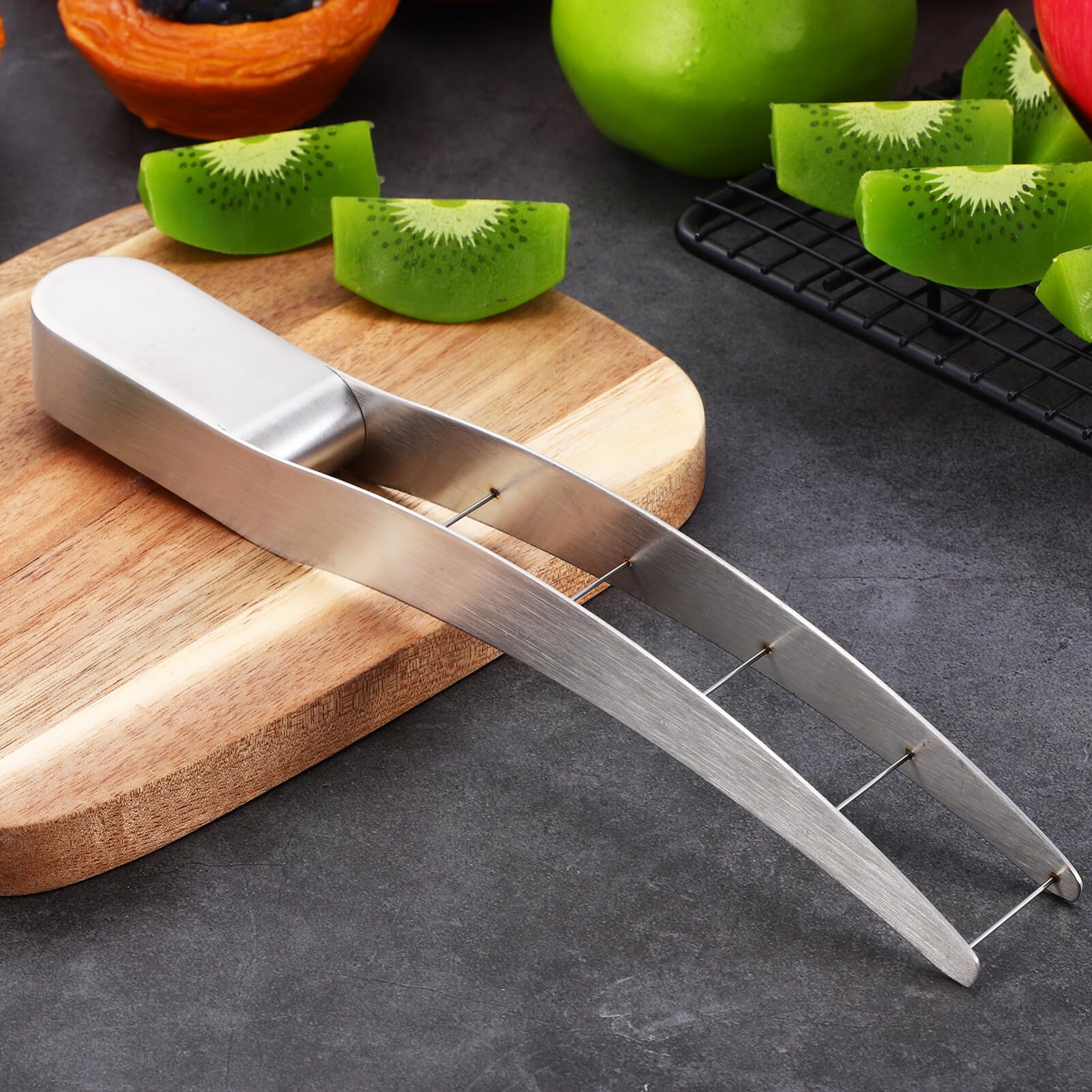 Kichvoe 2stücke Wassermelonen Schneidewerkzeug Teiliges Aus Edelstahl Sicherer Fruchtschneider Für Wassermelonen Und Cantaloupe Effizientes Einfaches Zerteilen Für Obstwürfel