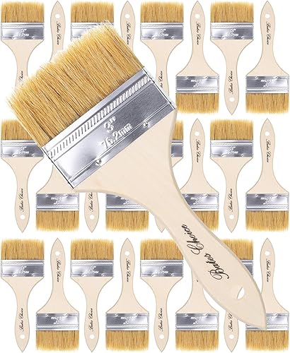 Miniatura 20 de Bates- Juego de pinceles de cerdas naturales - Varios tamaños, paquete de 24, brochas desechables para pintura, tinte de madera y más