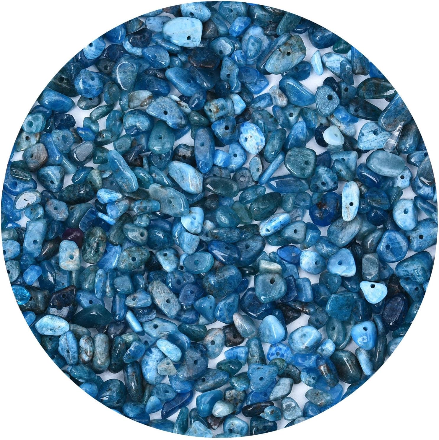 Natural Chip Stone Beads 450pcs Blue Apatite Chips 5-8mm Genuine Real Irregular Healing Crystal Rocks Hole Drilled DIY Loose Gemstone Beads for Jewelry Making Bracelet Earrings Necklace Crafting