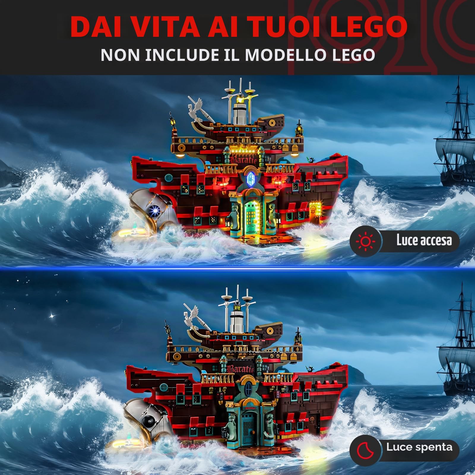 BRIKSMAX Kit di luci 2.0 compatibile con Lego ONE Piece The Baratie Floating Restaurant 75640 Set di costruzione - Kit di illuminazione a LED (solo accessori), tecnologia per nascondere i cavi per