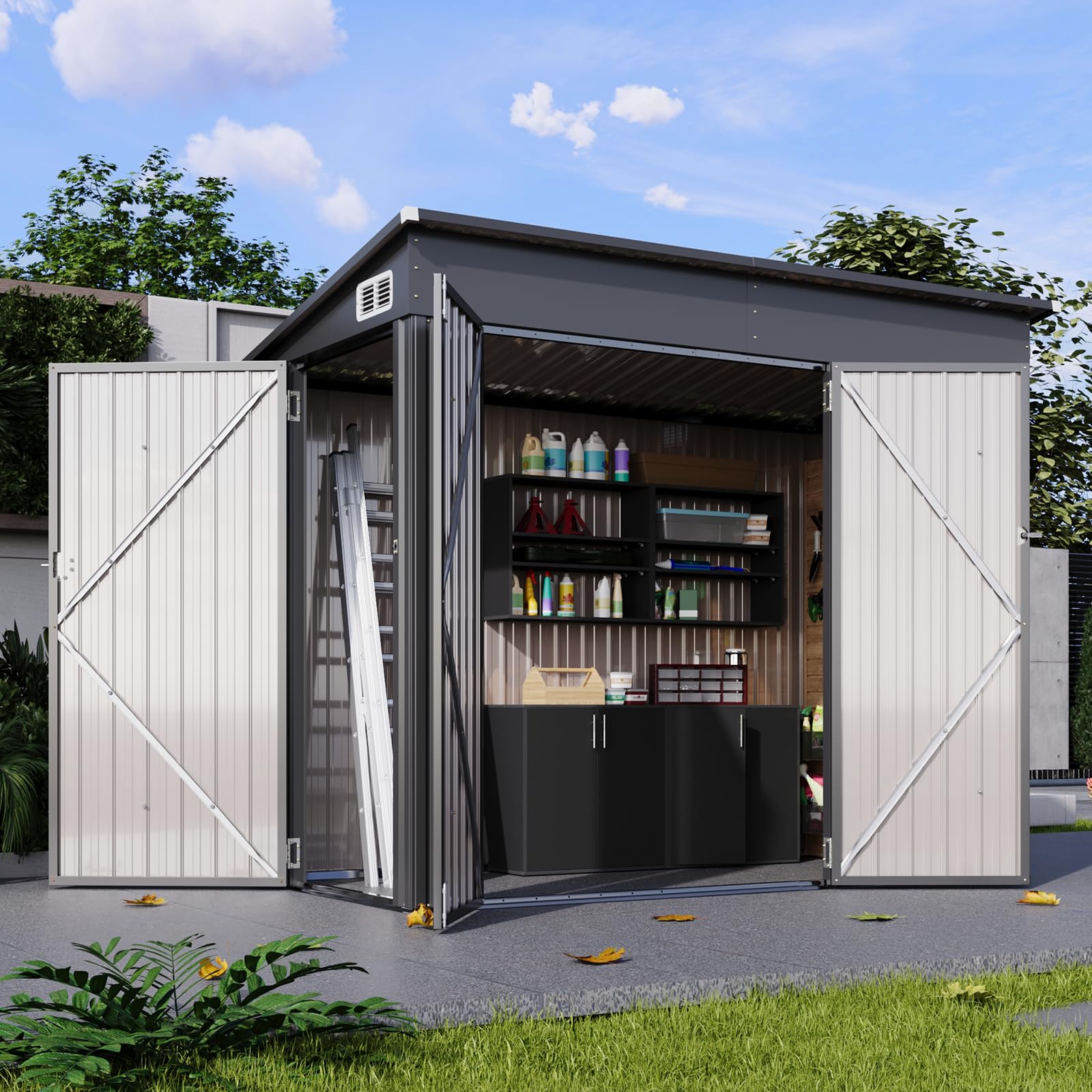 Amazon.com : BinpLax 8'x4' Shed Galvanized Steel Storage Sheds