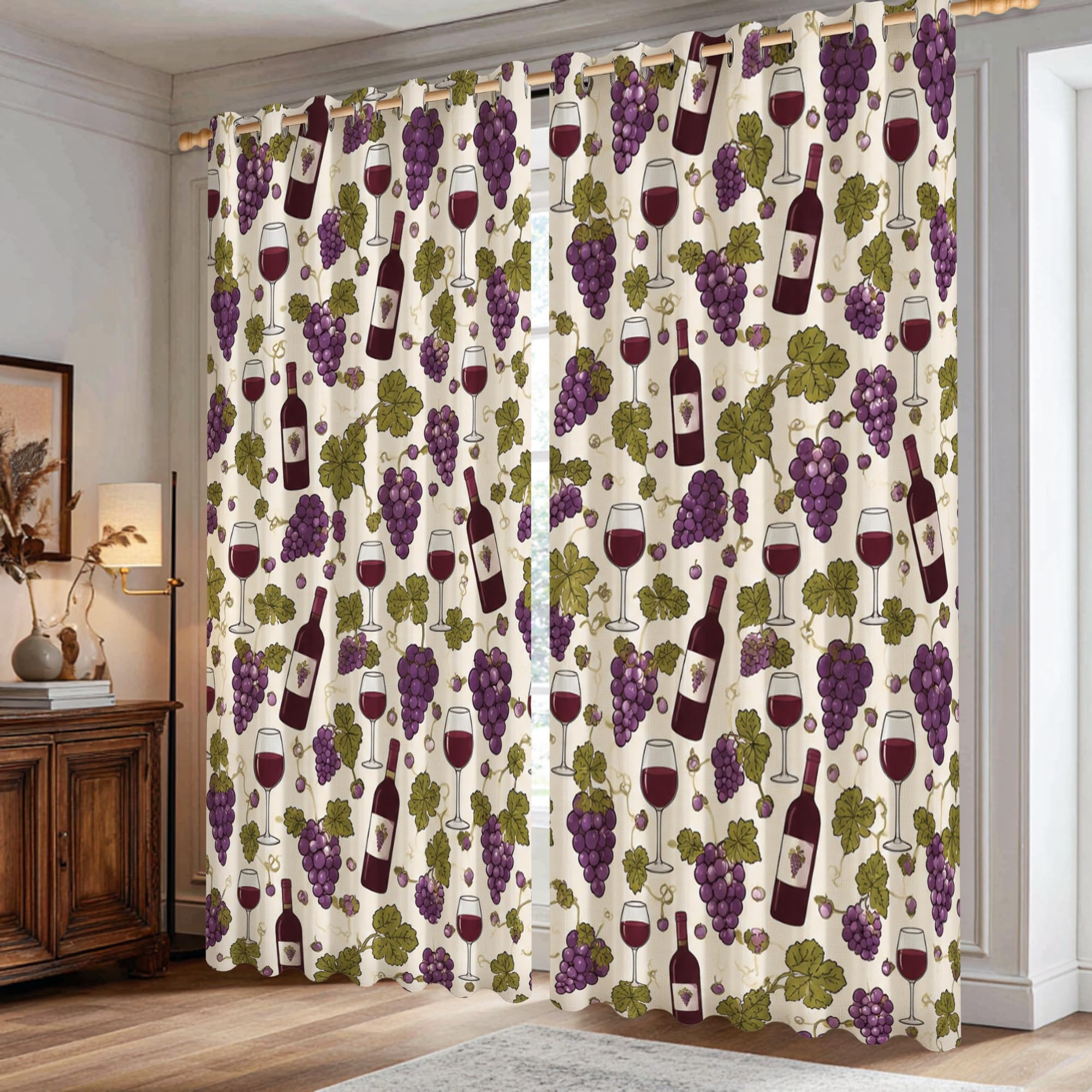Rideaux occultants salon fenêtre vintage violet 106x213 cm à œillets