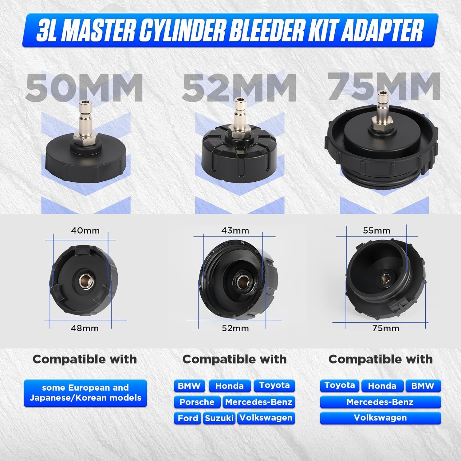 BELEY 3L Manual Brake Bleeder Fluid Pump, One Man Professional Brake Bleeder Kit with 4 Master Cylinder Adapters & 1L Brake Bleeder Bottle Suitable for Most Vehicles