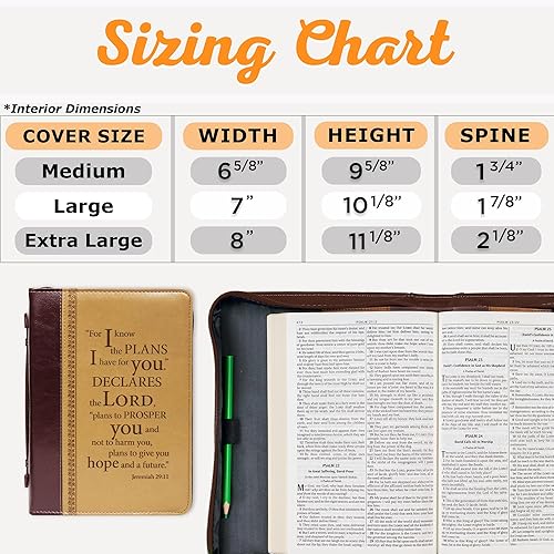 Miniatura 8 de Christian Art Gifts Men's Classic Bible Cover I Know The Plans Jeremiah 2911, BrownTan Faux Leather, XL Leather Bound