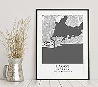 Vista 6 de Mapa de Lagos, Nigeria, Light 2 (16x20)
