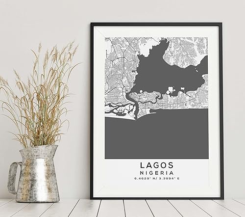 Miniatura 6 de Mapa de Lagos, Nigeria, Light 2 (16x20)