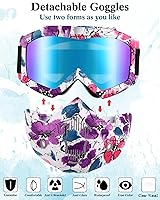 Vista 2 de Frienda 2 piezas gafas de motocicleta casco gafas de montar gafas con cubierta facial