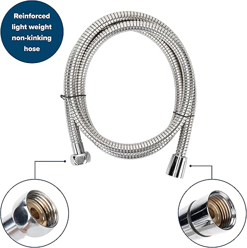 Miniatura 4 de Cabezal de ducha Camco con interruptor de encendido/apagado, Cabezal de ducha y manguera flexible de ducha de 1.52 cm, Cromado