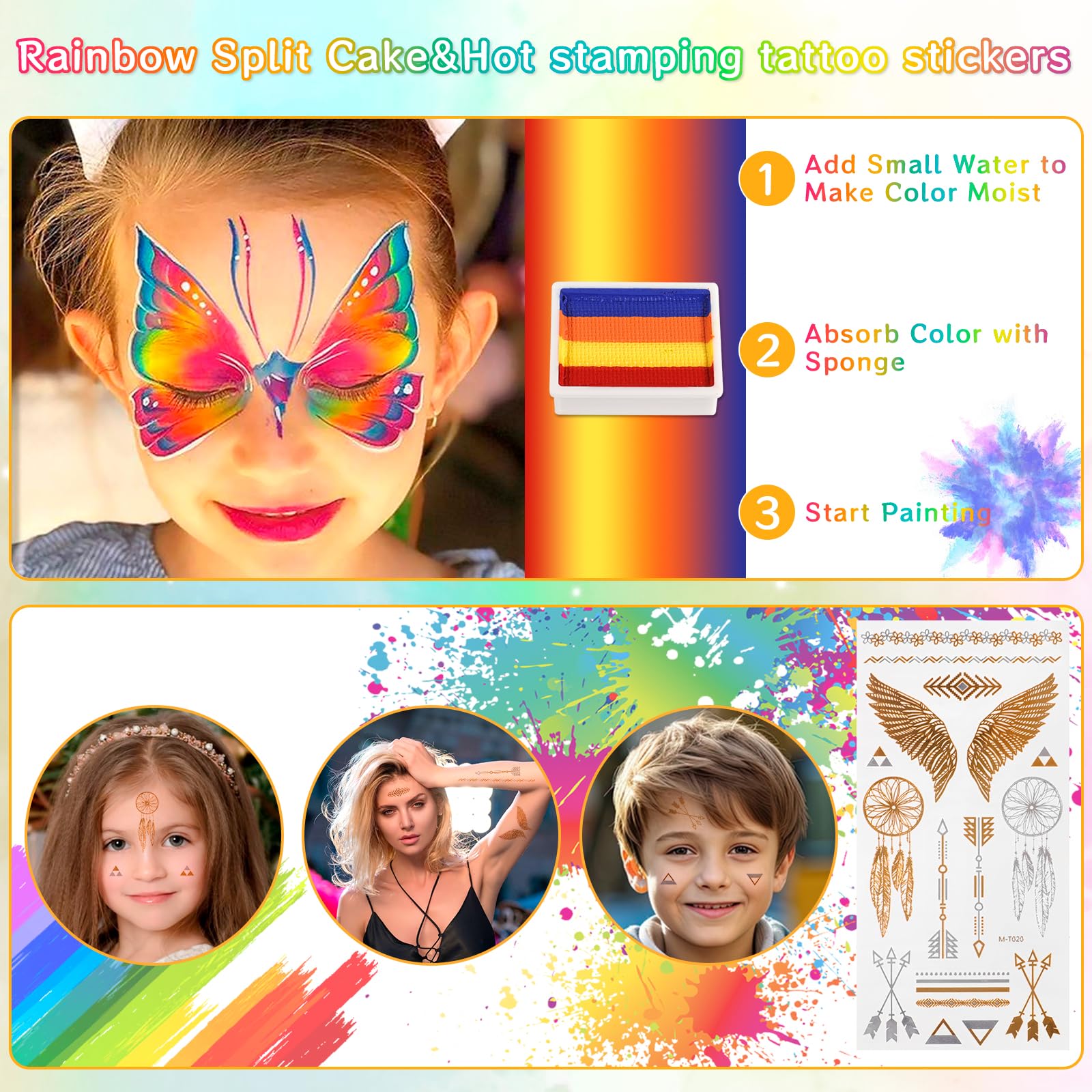 Gezichtsverfset Voor Kinderen – 16 Veilige, Niet-Giftige Kleuren – Compleet Met Penselen & Sjablonen – Voor Halloween, Carnaval & Themafeesten