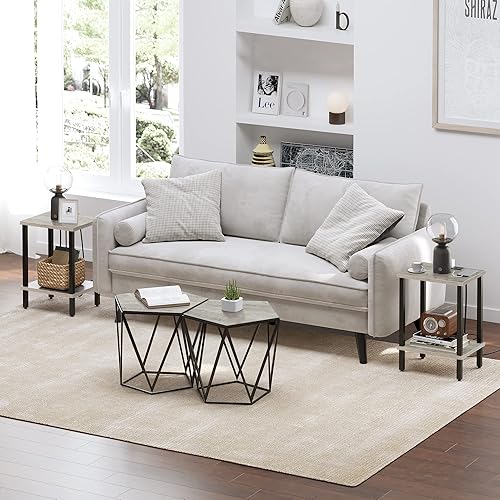 Miniatura 9 de TUTOTAK Mesa auxiliar con estación de carga, pequeña mesa auxiliar con tomas de corriente, mesita de noche, mesa de cabecera, estante de