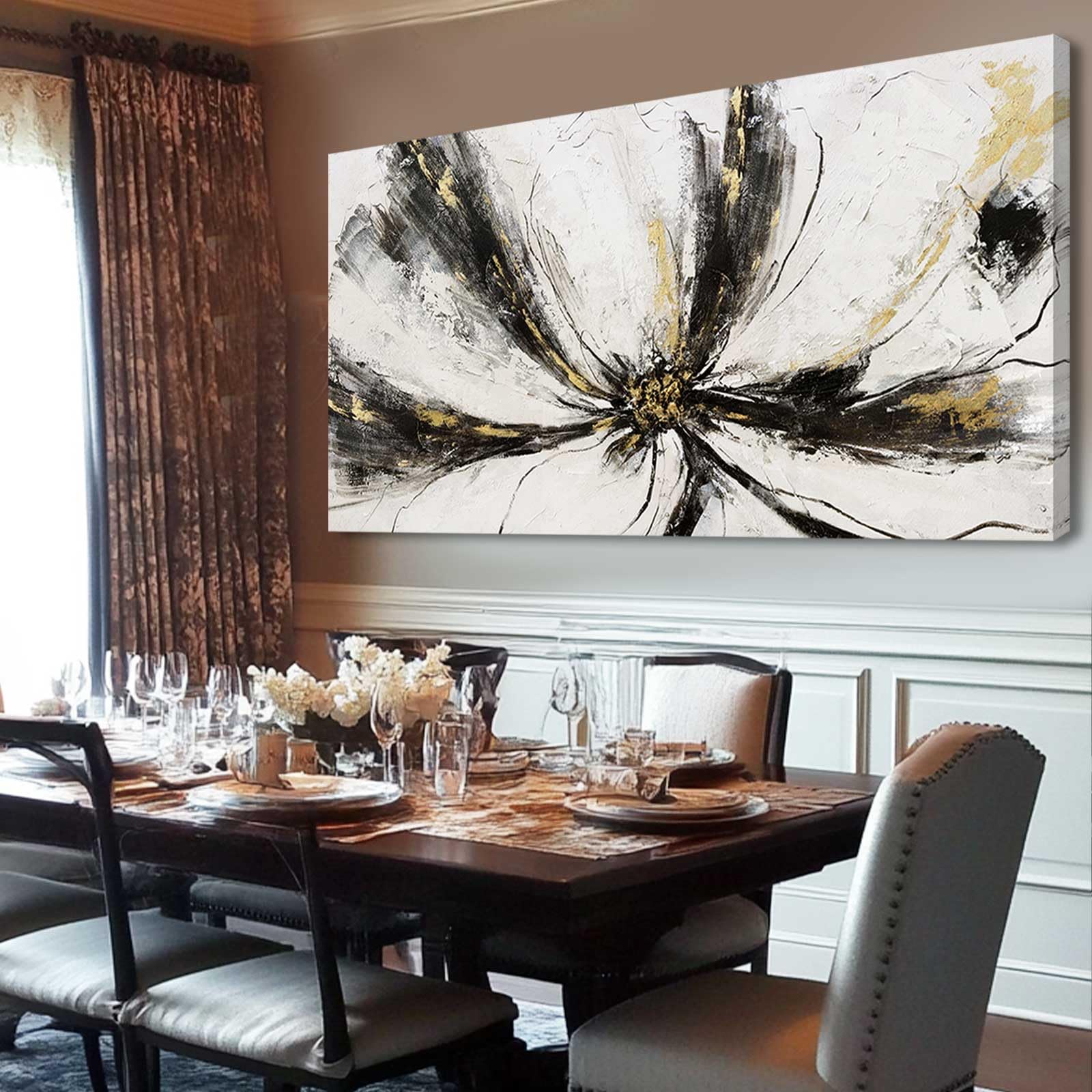 SDYA Large Abstract Wall Art Black and White Wall Decor for Living Room ...