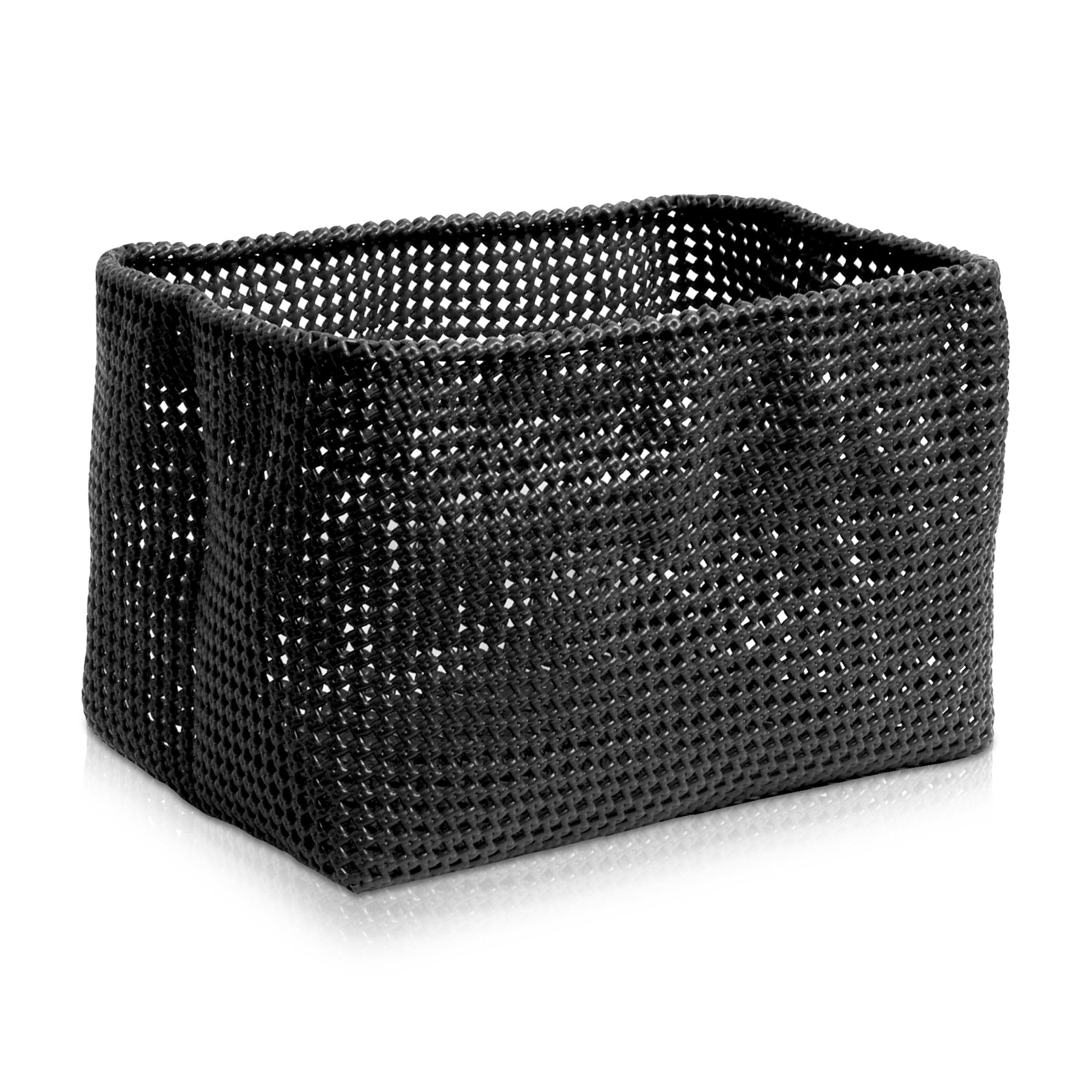move Tube Rectangular Basket 16, 5 x 28 x 18 cm Made From Flexible Mesh, Black