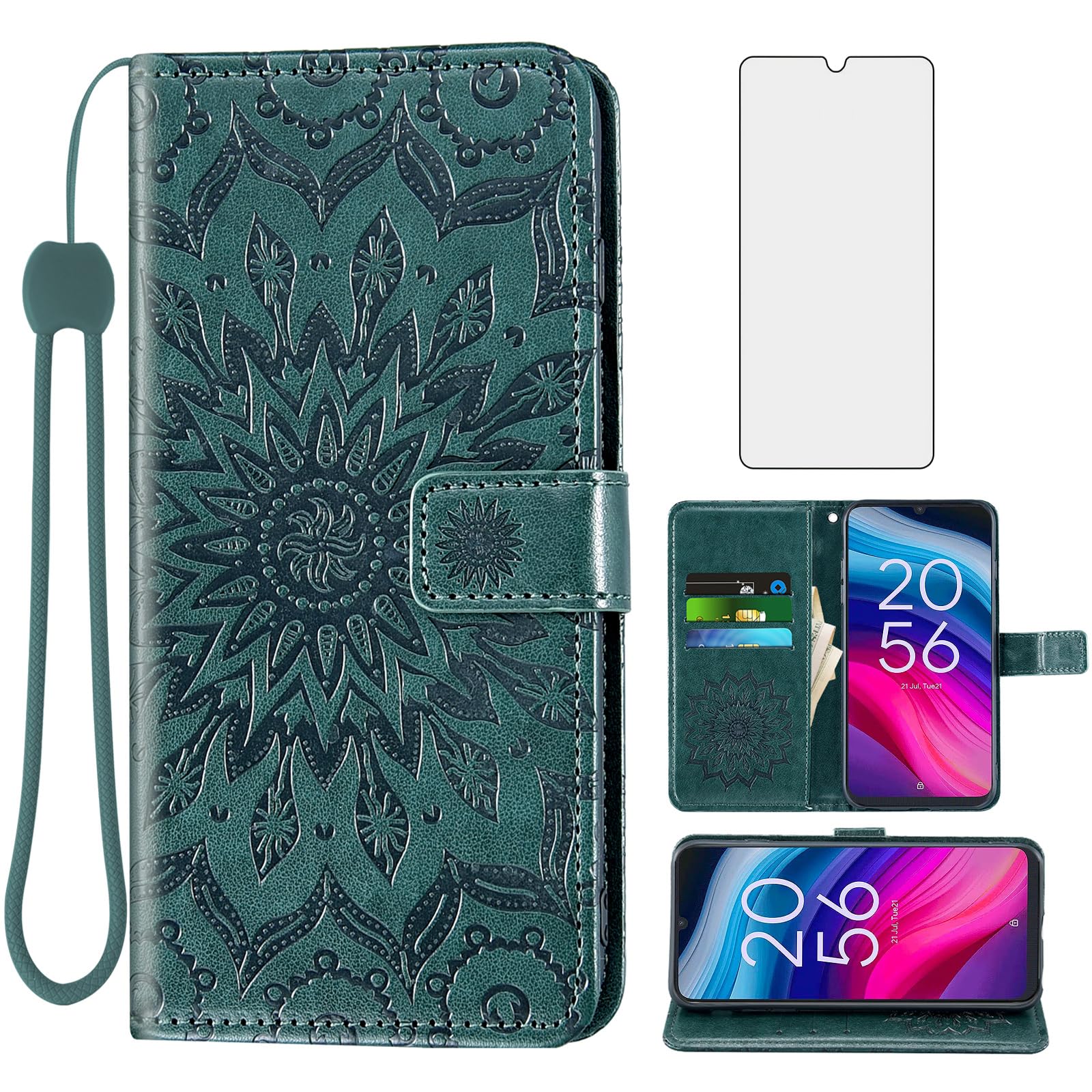 Asuwish Phone Case For TCL 505 Wallet Cover Credit Card Holder Flip - View #9