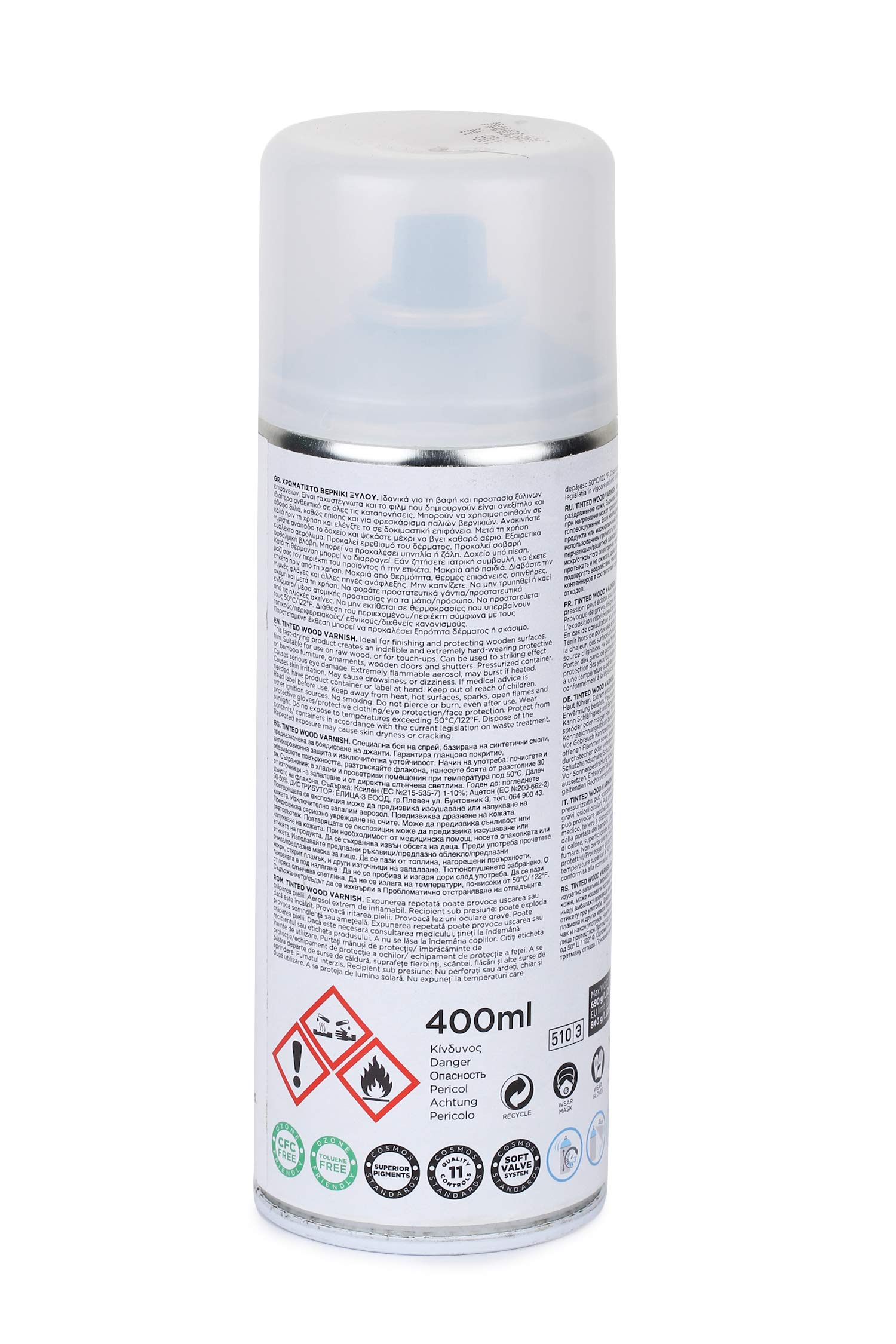 Cosmos Paints Transparent 601-Mahogany Wood Varnish Spray (400ml)