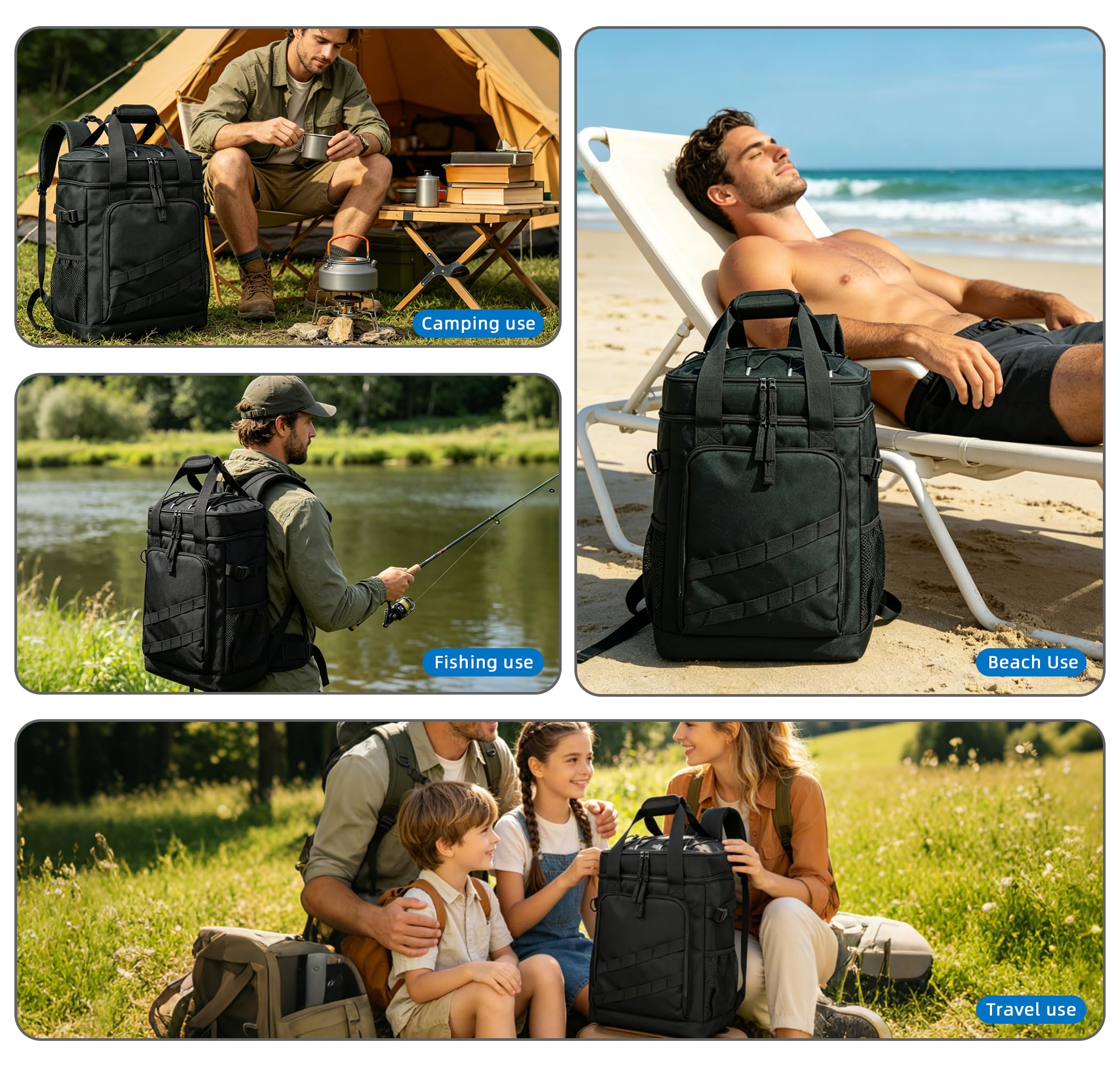Zaino da 40 l, leggero, con apribottiglie, per spiaggia, viaggi, campeggio e pranzo