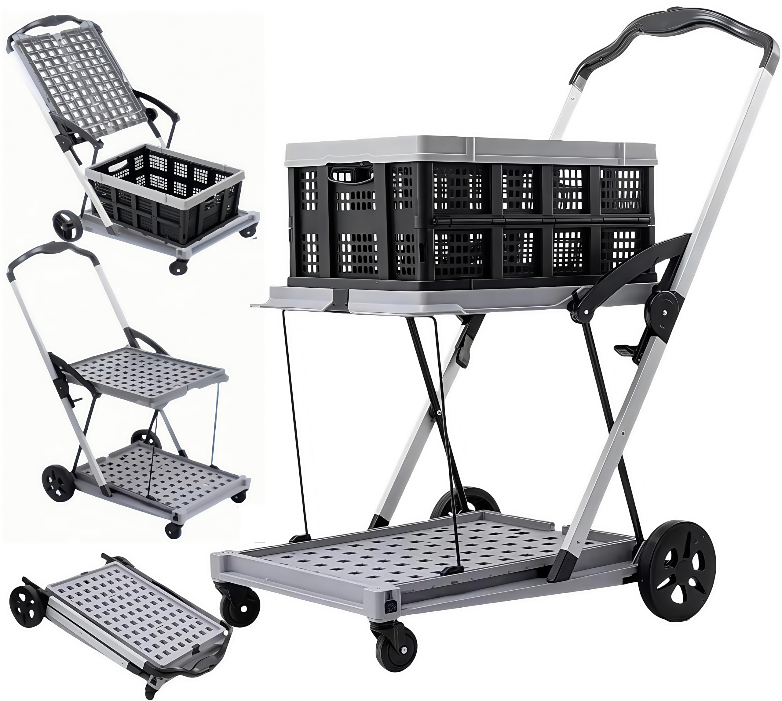 Amazon.co.jp: TUIYIDUO ショッピングカート 台車 静音 折り畳み 2段