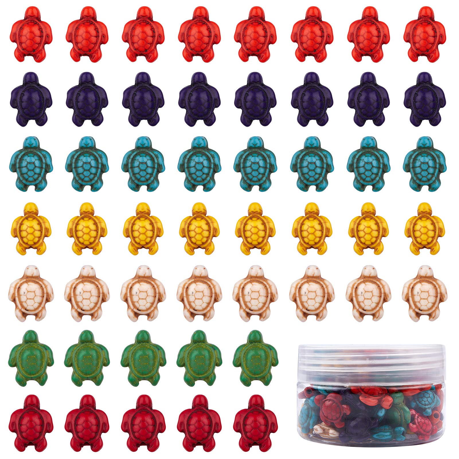 SUNNYCLUE 1 Scatola 95 Pezzi Tartaruga Turchese Perline Verde Lime Sciolto Spacer Bead Charms Bracciali Elastici Fare Kit con 10m Perline Filo Elastico per Collana Braccialetto Orecchino