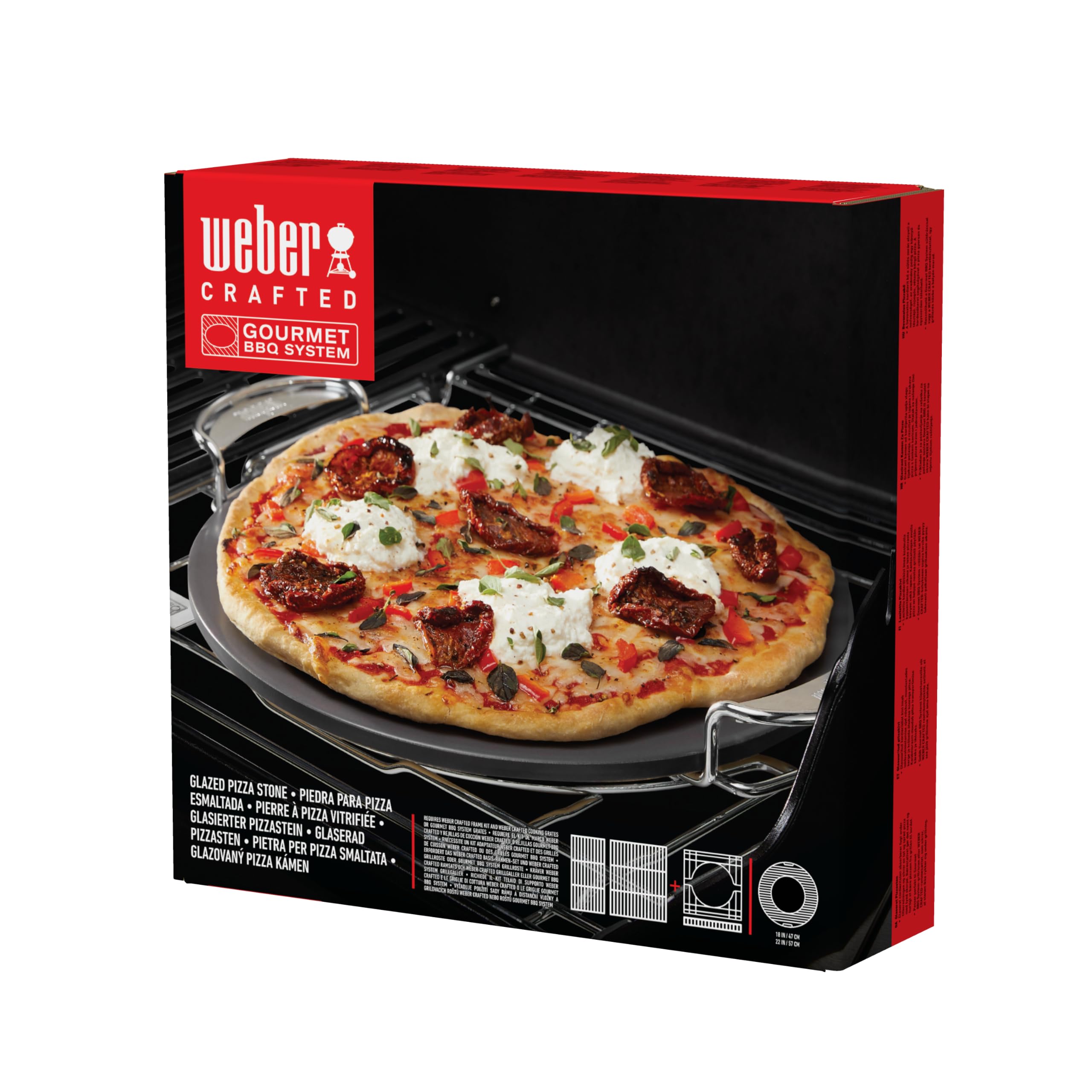 Weber Crafted Piedra para Pizza esmaltada/Resistente al Calor, distribución Uniforme, Ideal para Pizzas crujientes y fácil Limpieza, Color Crema (8861)