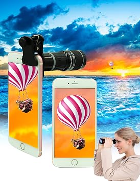 Cell Phone Camera Lens Kit,11 in 1 Universal 20x Telephoto Lens,0.63Wide Angle+15X Macro+198°Fisheye+2X Telephoto+Kaleidoscope+CPL/Starlight/Eyemask/Tripod,for Most iPhone Smartphone