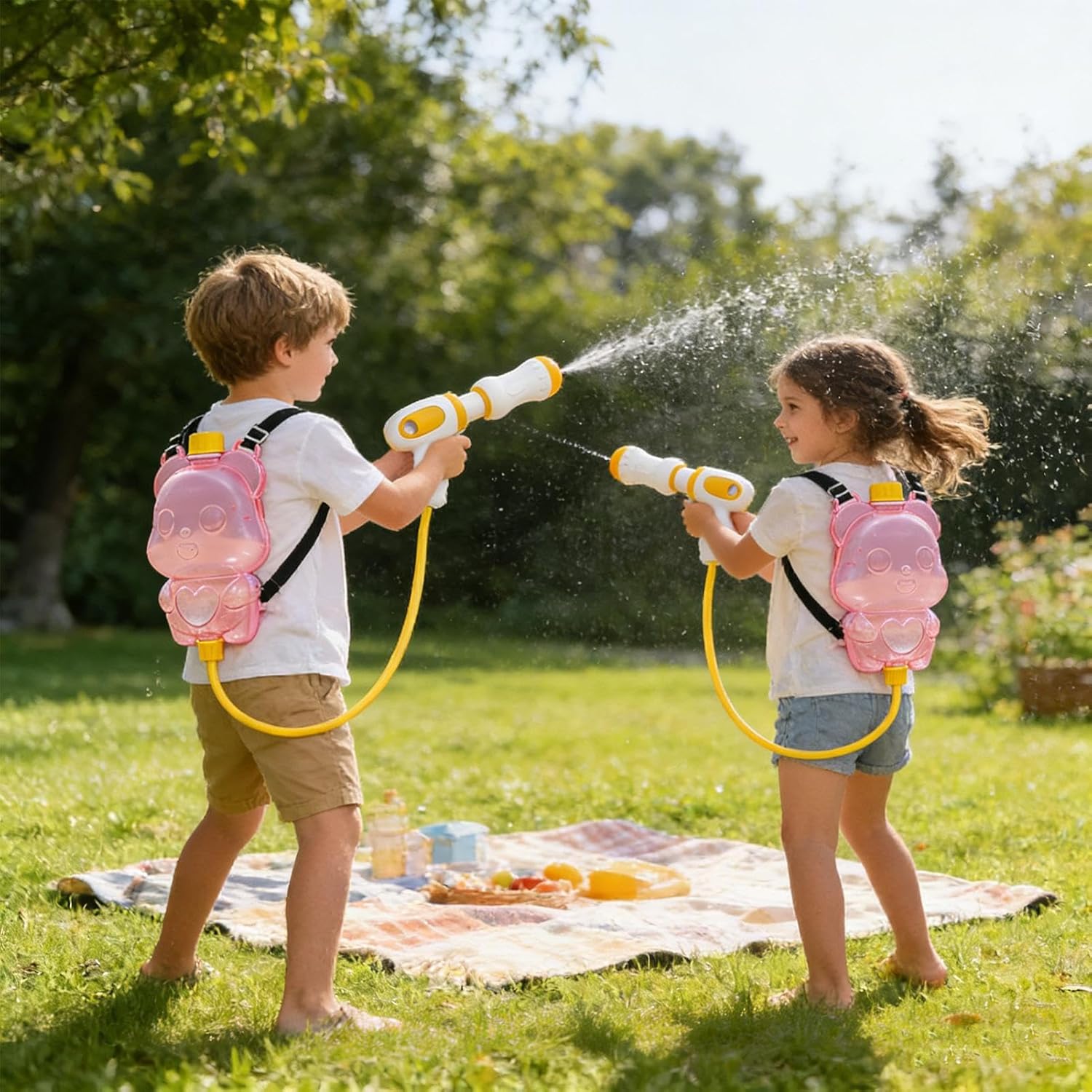 Water Spray Toy, Pull Out Squirter, ABS Material, Squirt Guns, Backpack Water Toys, Leakproof Fun Accessory, for Boys Girls Preschoolers Party Garden Yard Camping