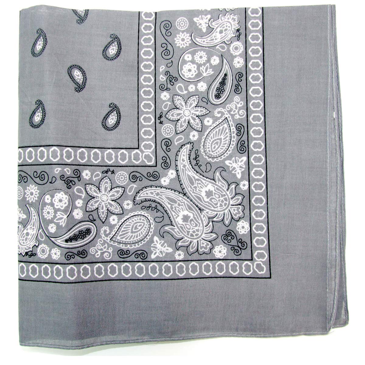 Paisley One Dozen Cowboy Bandanas (Gray, 22 X 22 in)