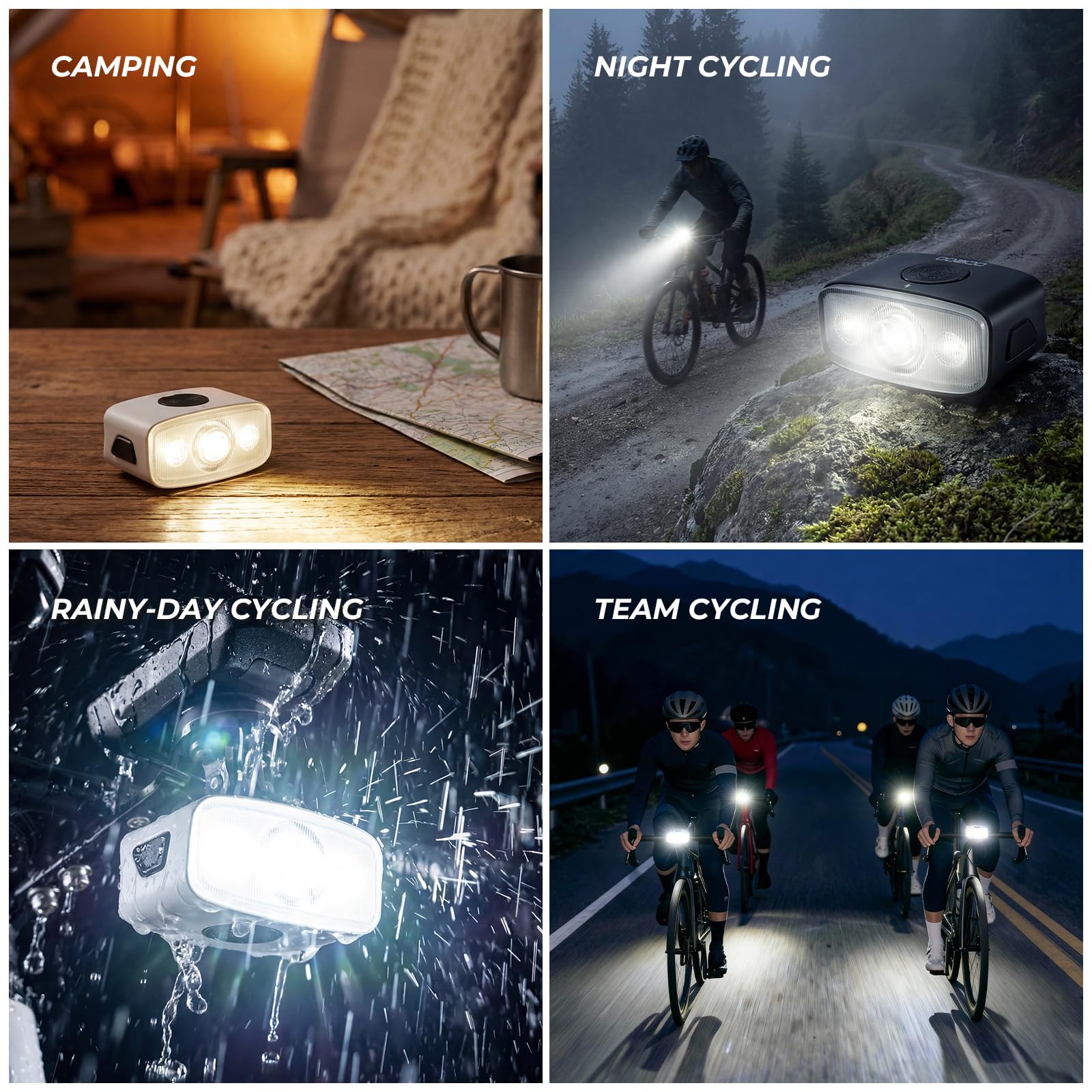 ROCKBROS Luce Bici Anteriore 1200 Lumen, Faro LED USB Ricaricabile 3500mAh, Fascio Antiriflesso, 3 Modalità di Illuminazione, Impermeabile IPX6, per MTB, Bici da Corsam, Città