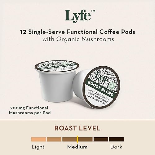 Miniatura 3 de Lyfe Prepare K-Cups de café orgánico de hongos con melena de león, chaga y cordyceps para energía durante todo el día, enfoque y apoyo inmunológico,