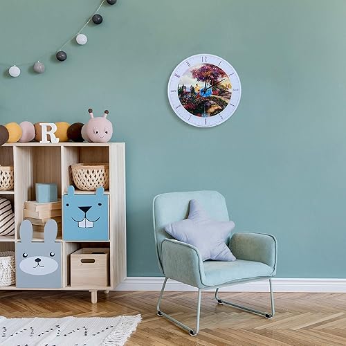 Miniatura 6 de Mark Feldstein & Associates Cinderella Disney Kinkade Wishes Upon A Dream Blue Reloj de pared redondo de cristal de 12 pulgadas