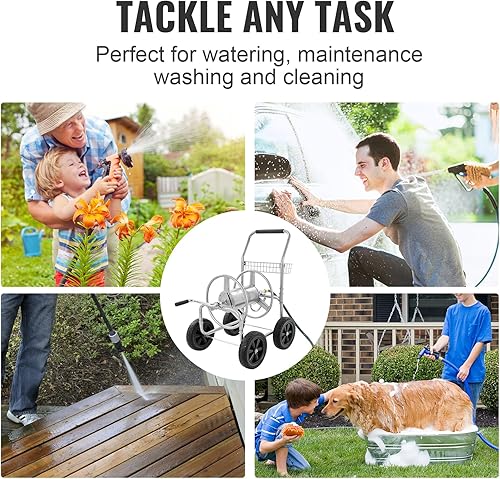 Miniatura 6 de VEVOR Carro de carrete de manguera, soporta hasta 250 pies de manguera de 58 pulgadas, carrito de manguera de agua de jardín, herramientas móviles