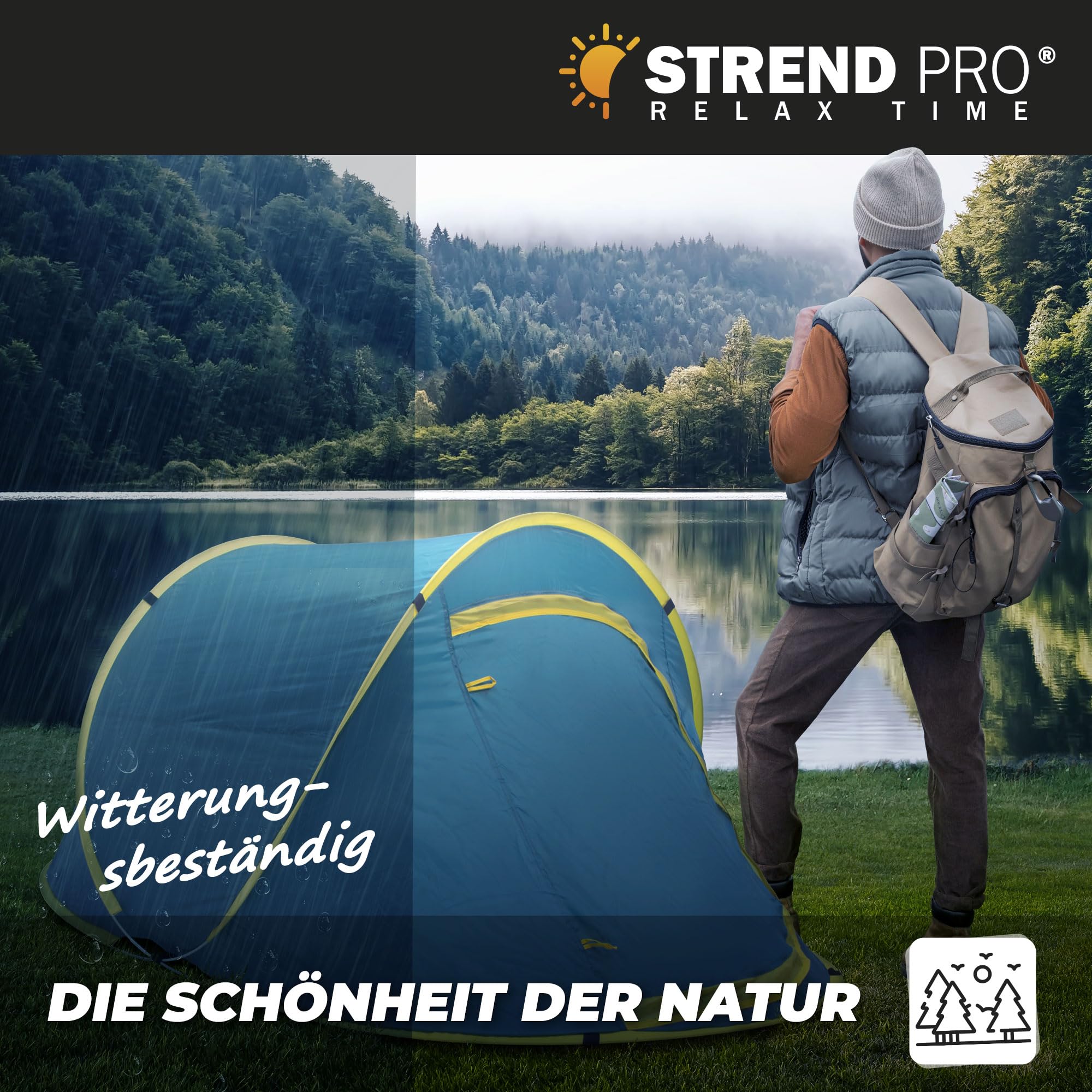 fun camp pop up zelt STREND PRO Pop-Up 220x120x95 cm – Campingzelt Wasserdicht, Zelt, UV-Schutz, Tragbar für Camping, Strand, Festival & Garten Sport & Freizeit Lens Color:Dark Grey Sonnensegel Wohnwagen: Sonnendach 