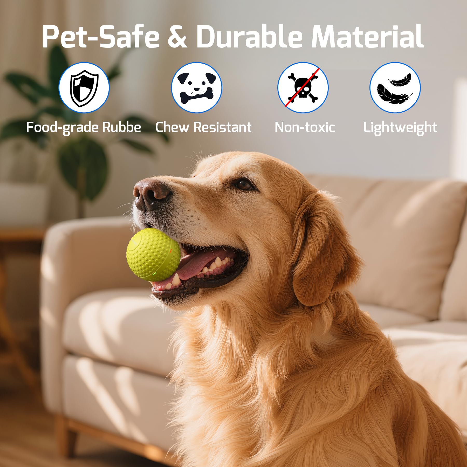 SNOYWEN Pelotas interactivas inteligentes resistentes a las mordidas, material de goma duradero de grado alimenticio, movimiento automático, rebote, juguete giratorio con luz para perros medianos y