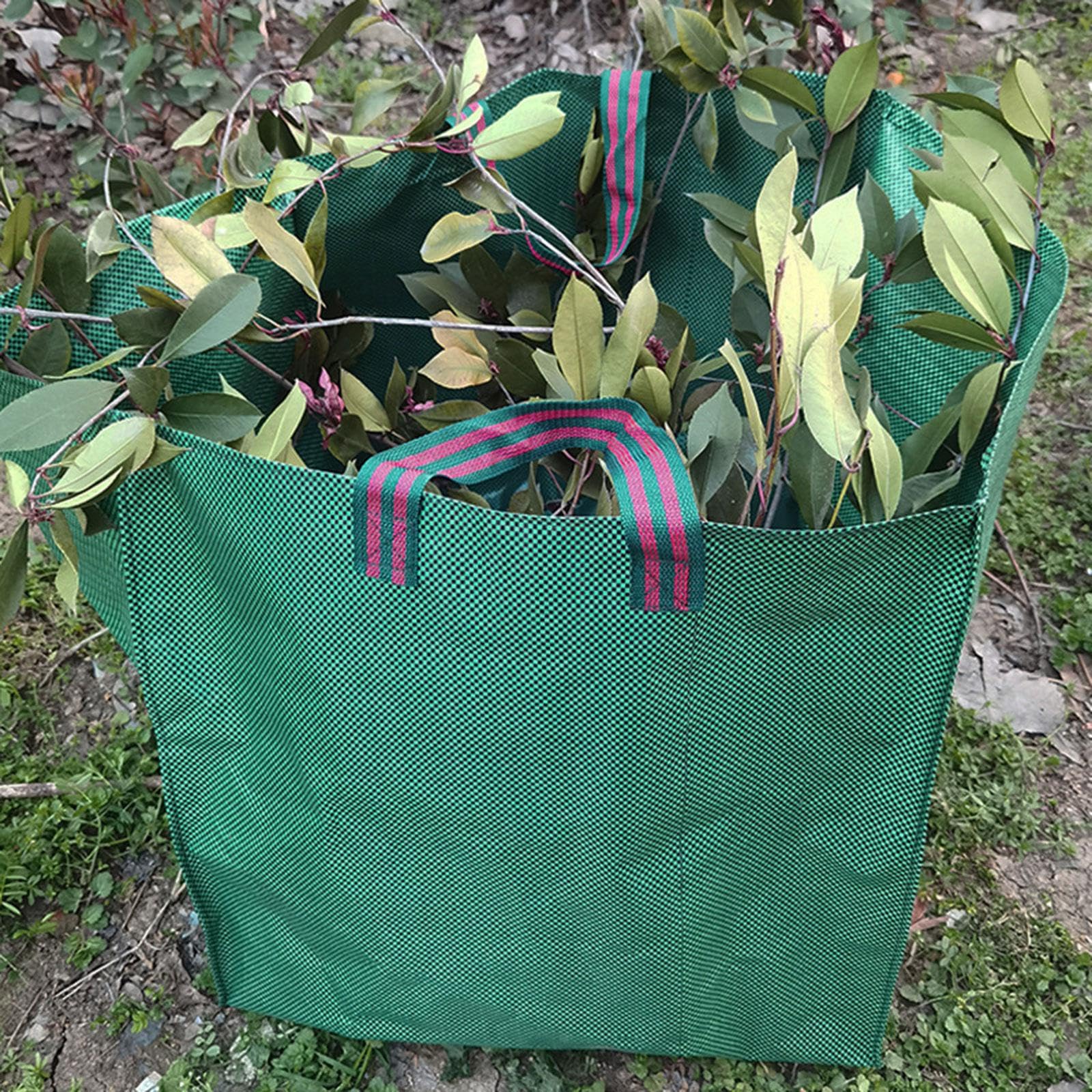 Juego de 5 bolsas de basura reutilizables para piscina, recogida de malezas y hojas caídas, bolsa de hojas de jardín, 50 x 50 x 50 cm, 125 L, color verde