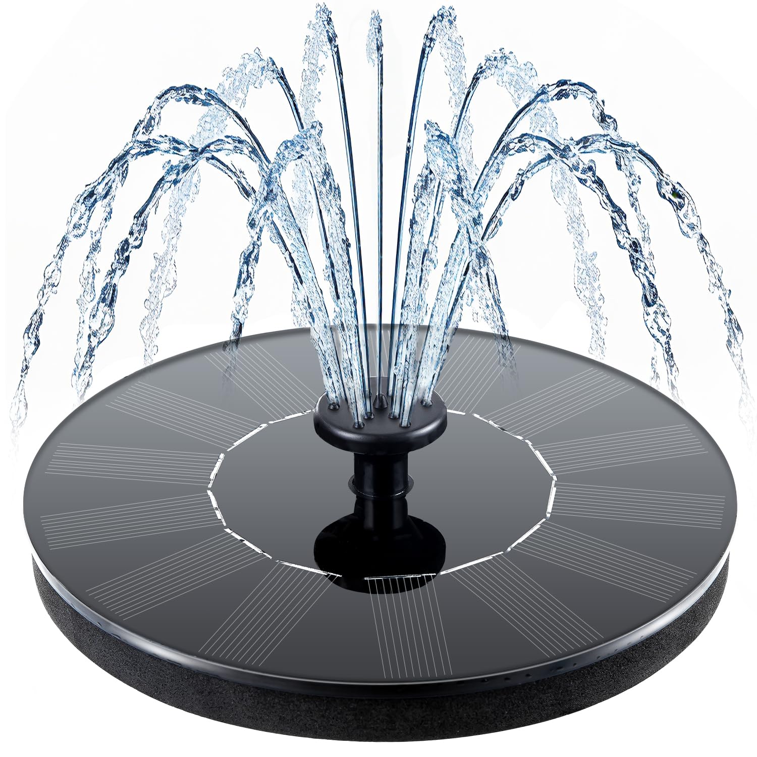 Mademax Solar Bird Bath Fountains, Upgrade 1.4W Solar Fountain Pump with 6 Nozzles, Free Standing Floating Solar Powered Water Fountain Pump for Bird Bath, Garden, Pond, Pool, Outdoor