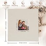 Artmag Album de photo autocollant Album de scrapbook 3x5 4x6 5x7 8x10 Photos,40 Pages Couverture en lin avec fenêtre d'affichage DIY Album de livres photos avec un stylo et un gratte-ciel métallisé (Beige)