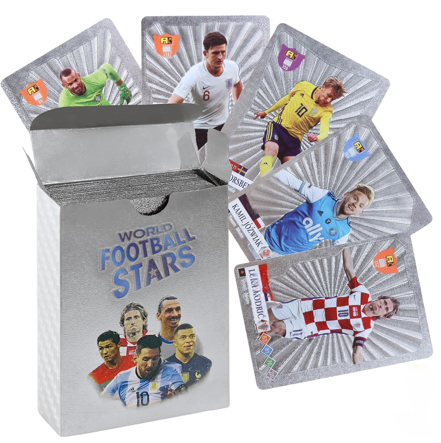 JUST Imagine - World Football Stars Trading Cards, 55-Pack, Silver