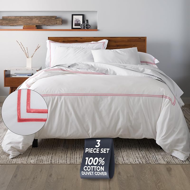 Ella Jayne Duvet Cover Queen 100% Cotton Percale Soft Set Pink Design 3 Pcs