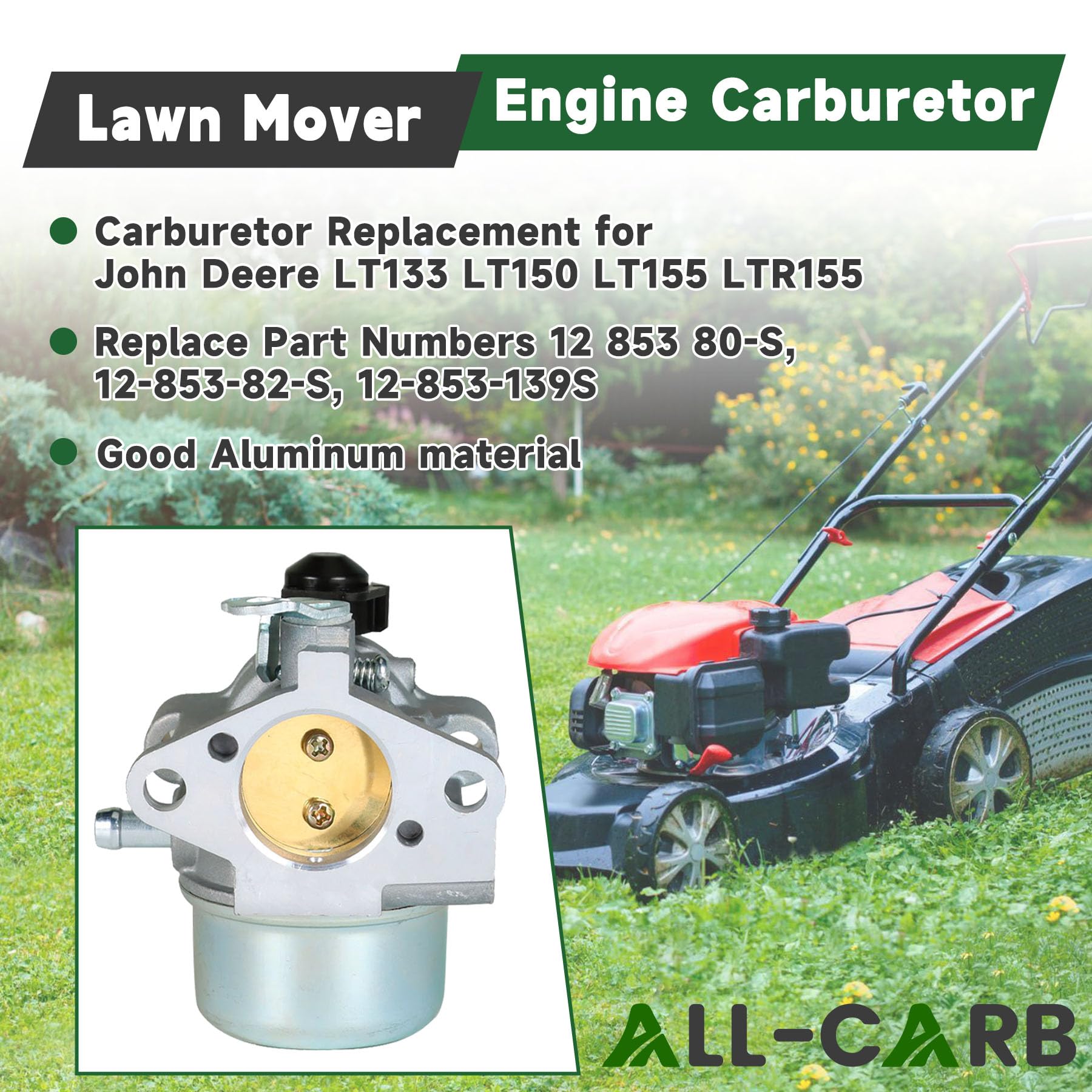 ALL-CARB Carburatore per carburatore John Deere AM125355 LT133 LT150 LT155 LTR155 GS30